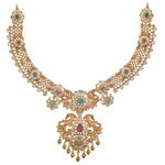 Antique Gold Plated Vira Necklace Earrings Set
