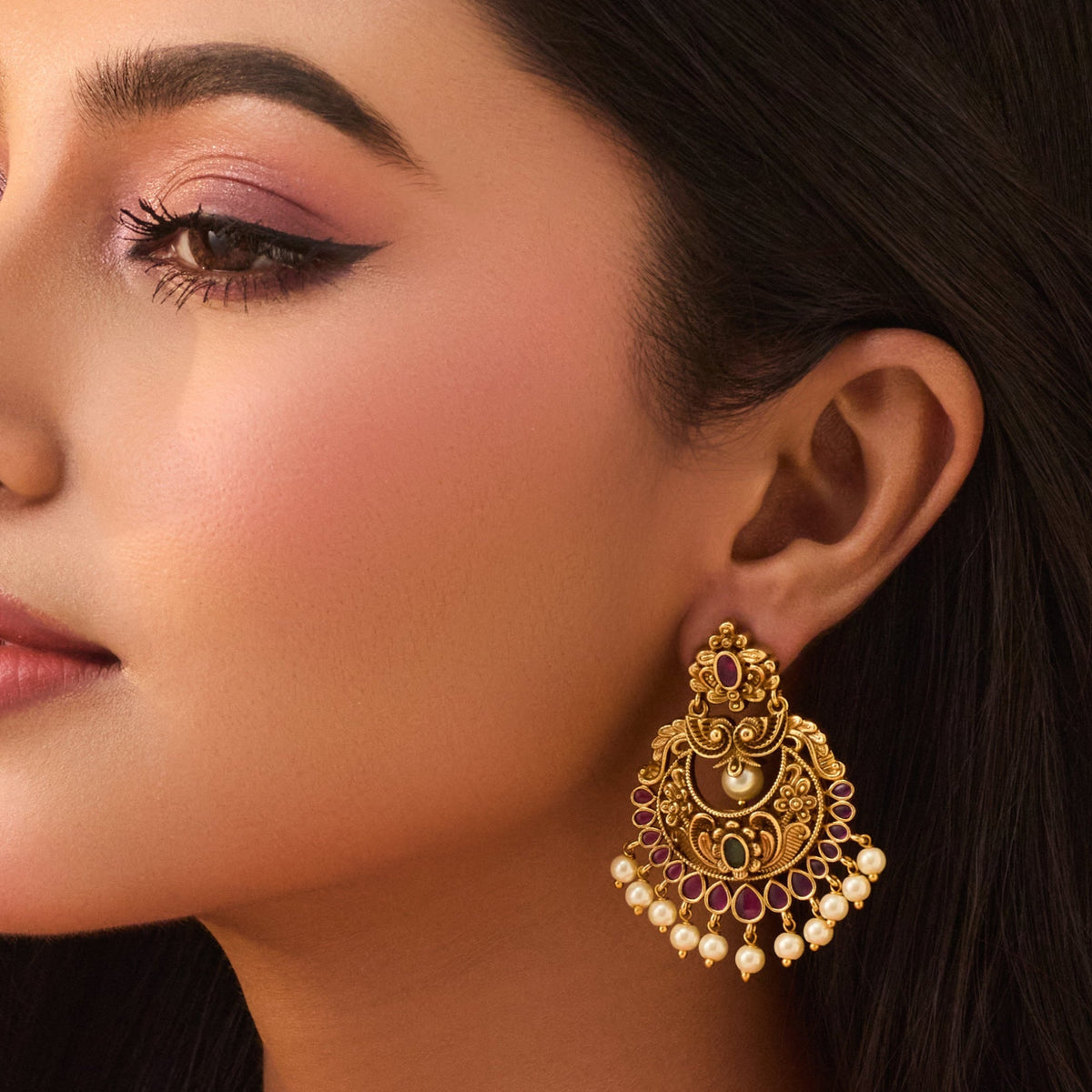 Ridhya Antique Chandbali Earrings