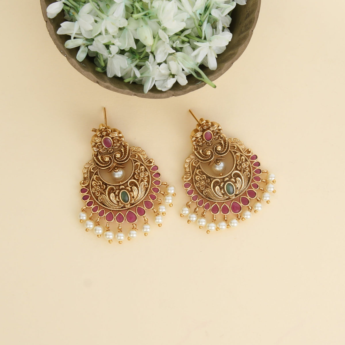 Ridhya Antique Chandbali Earrings