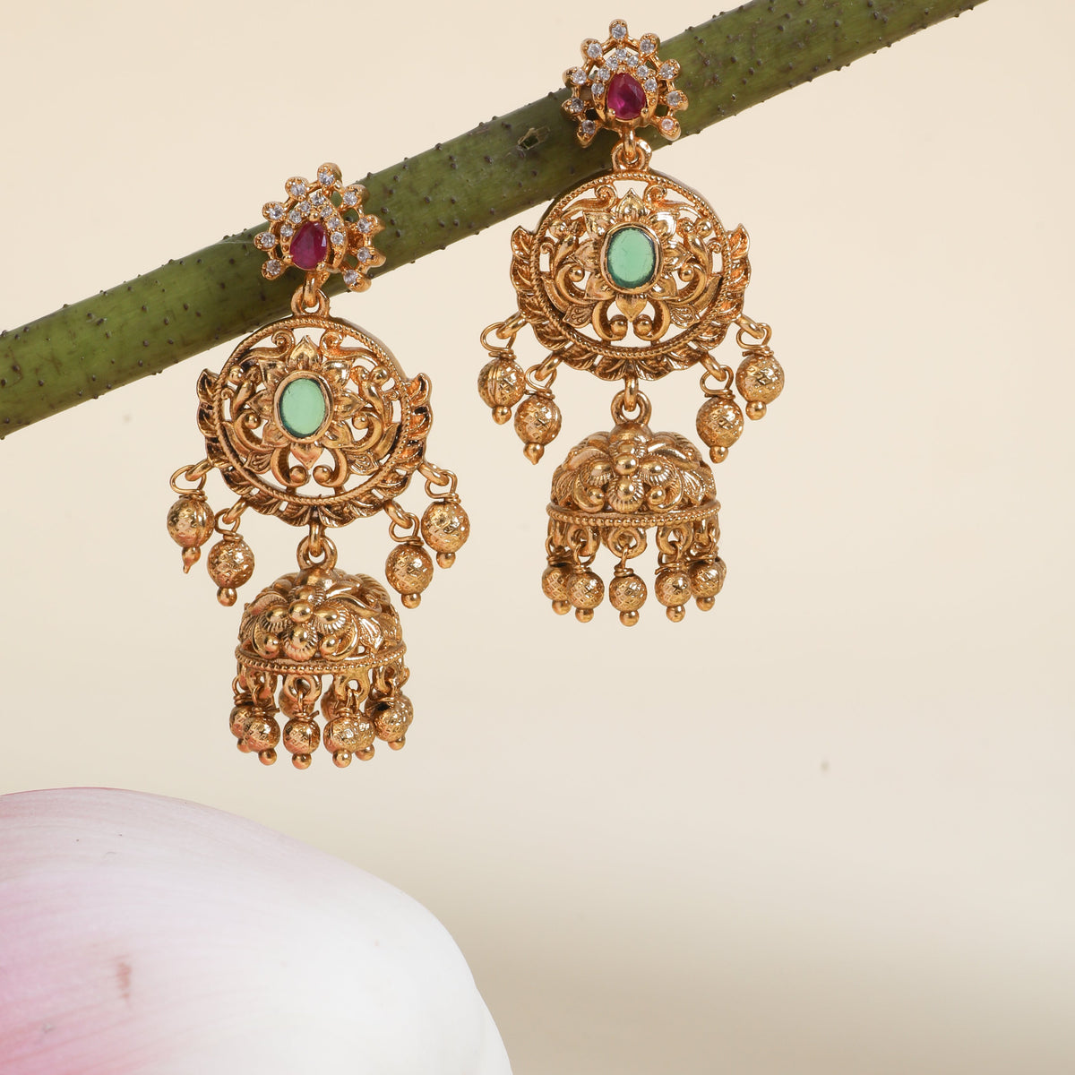 Amara Antique Jhumka Earrings