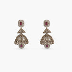 Layered Nakshatra CZ Jhumka Earrings