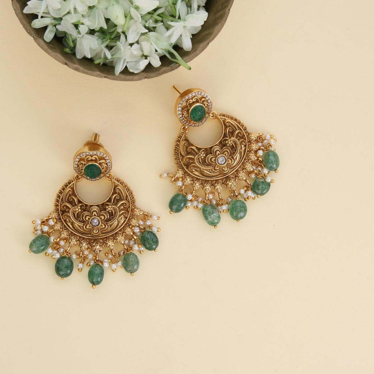 Vyana Antique Chandbali Earrings