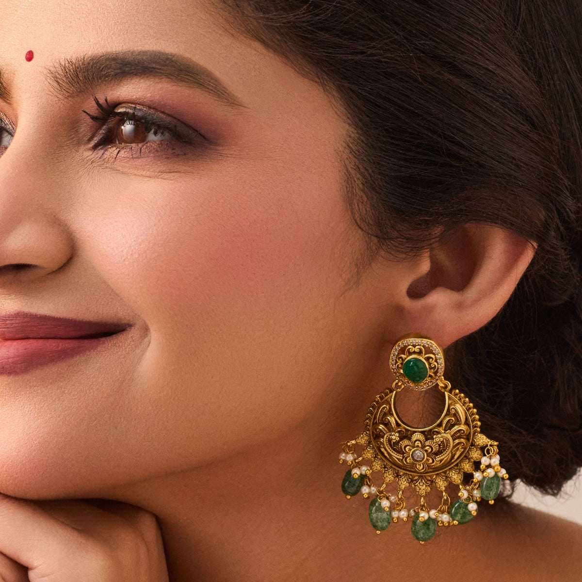 Vyana Antique Chandbali Earrings