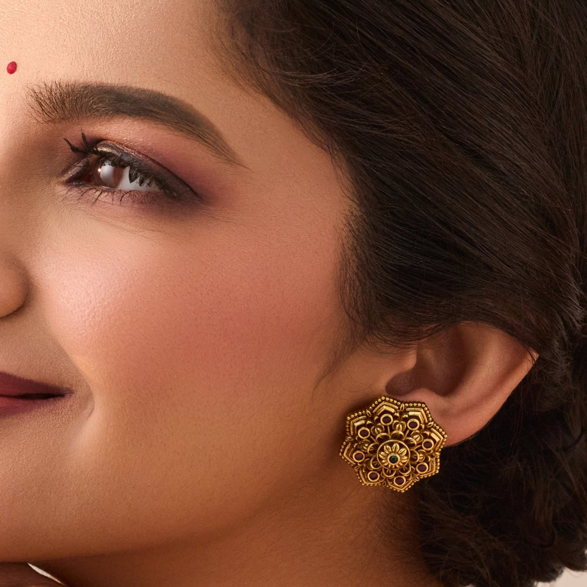 Ridhima Antique Floral Stud Earrings