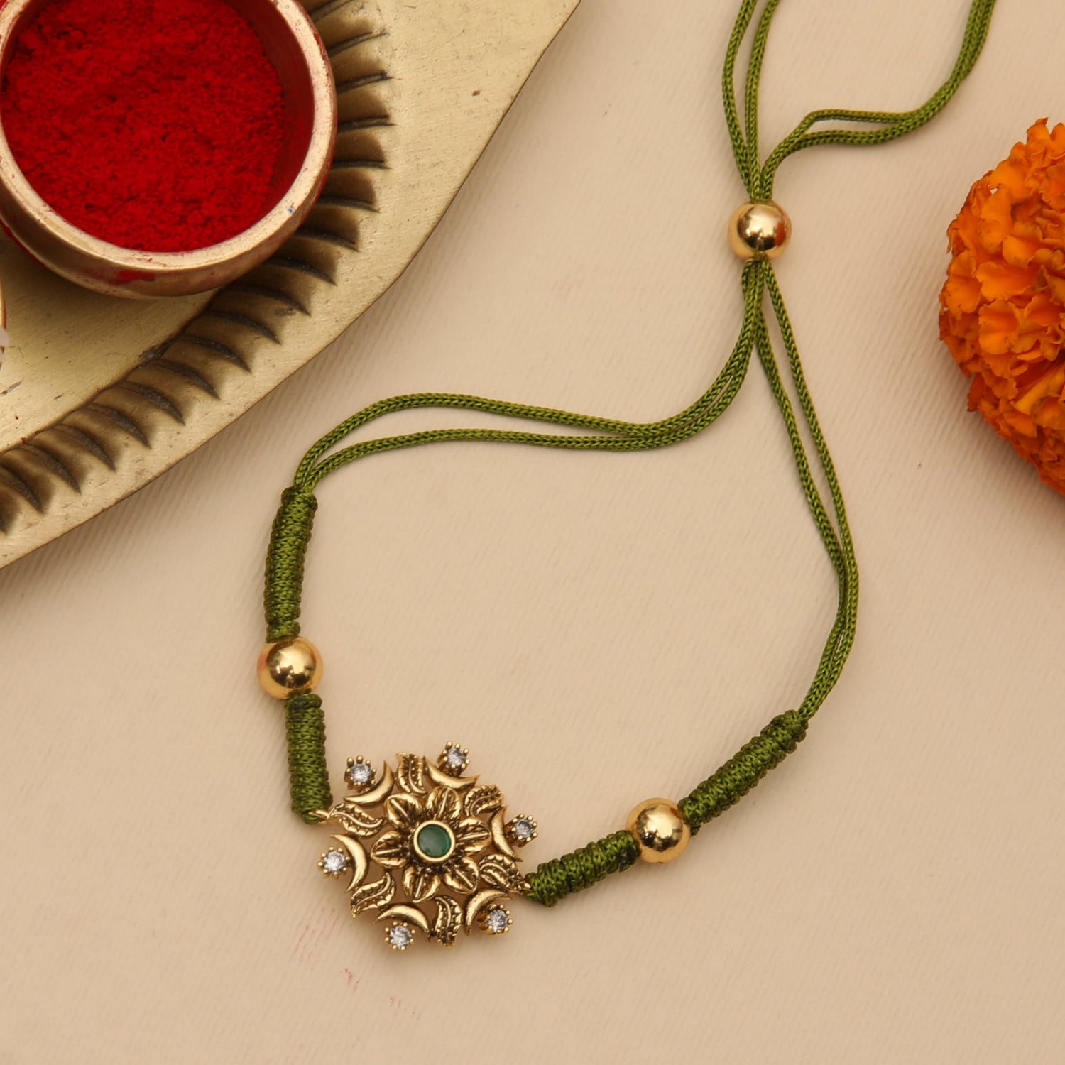 Aranya Floral Antique Rakhi