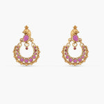 Aaravi Antique Red Kempu Chandbali Earrings