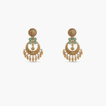 Riva Antique Green Kempu Chandbali Earrings