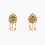 Irisa Antique Green Kempu Stud Earrings