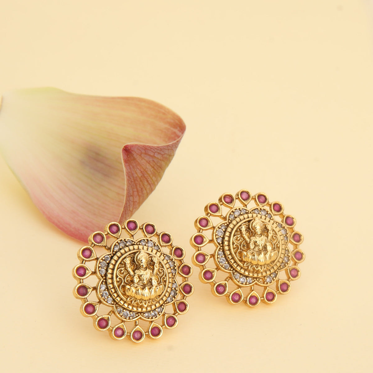 Ashtalakshmi Antique Kempu Stud Earrings