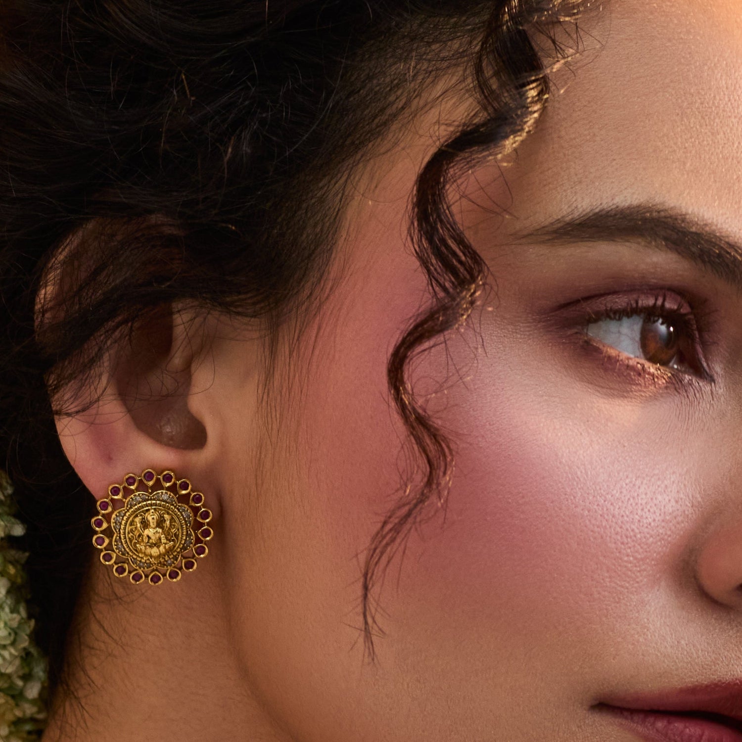 Ashtalakshmi Antique Kempu Stud Earrings