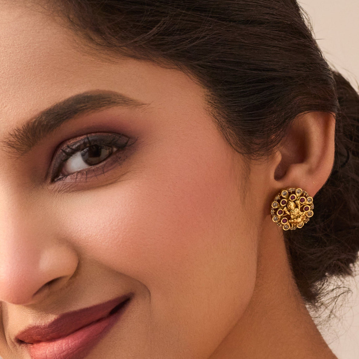 Pranavi Antique Kempu Stud Earrings