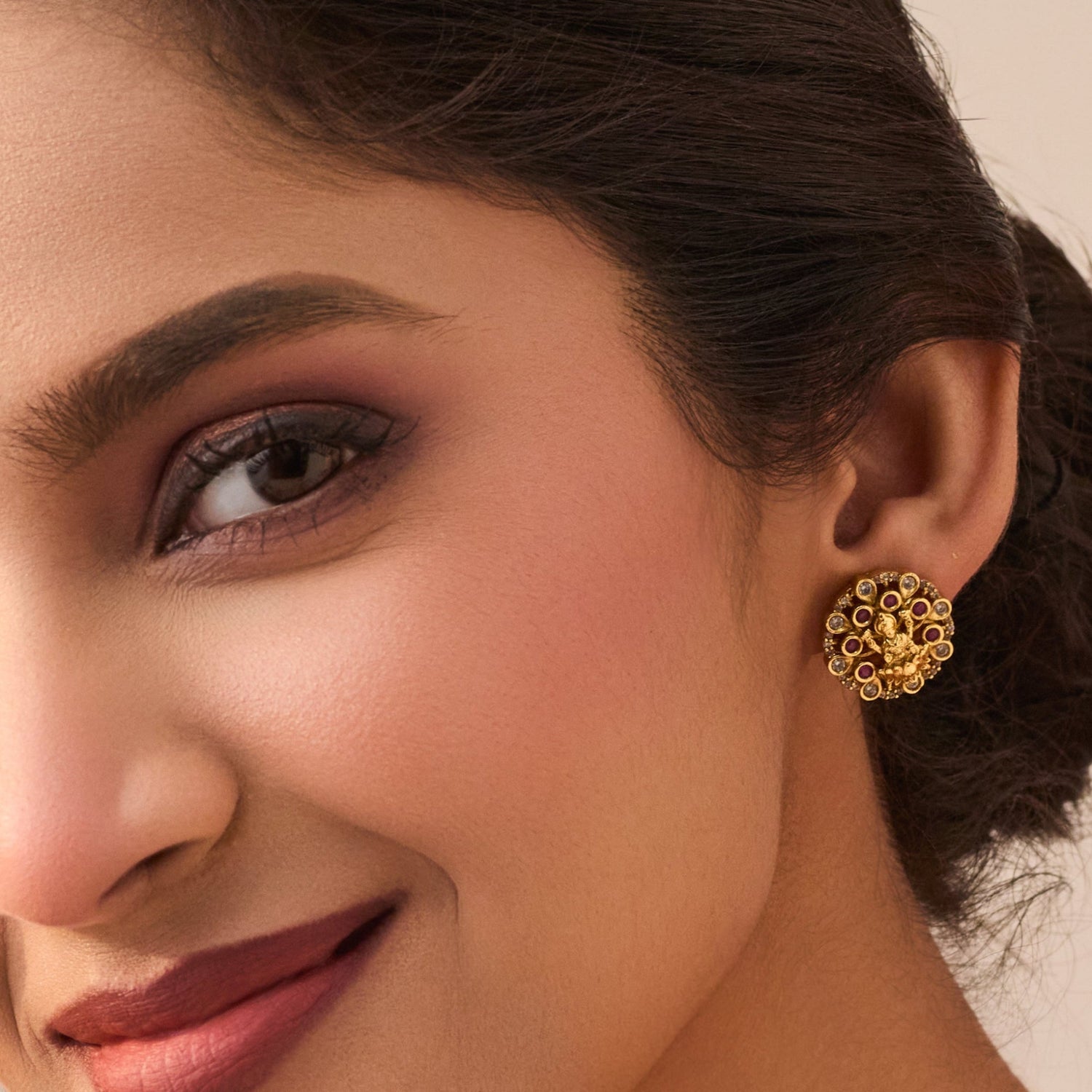 Pranavi Antique Kempu Stud Earrings