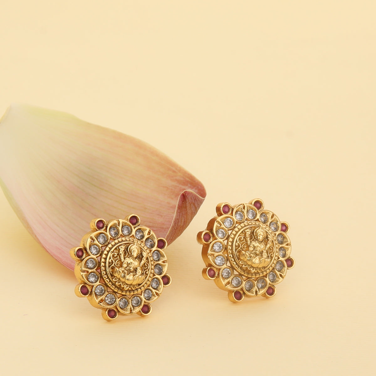 Madhavi Antique Kempu Stud Earrings
