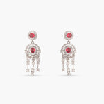 Glow Red Nakshatra CZ Drop Earrings