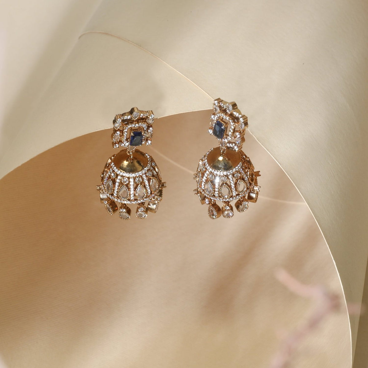 Ariana CZ Blue Jhumka Earrings