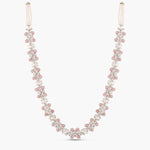 Floral Bloom CZ Pink Beads & Pearl Long Necklace