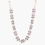 Floral Petal CZ Lavender Beads & Pearl Long Necklace