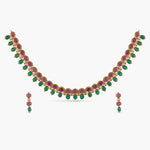 Preeja Antique Red Green Kempu Necklace Set
