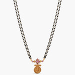 Sanskriti Antique Red Kempu Black Bead Necklace