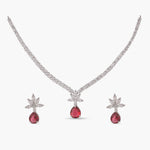 Camellia CZ Red Necklace Set