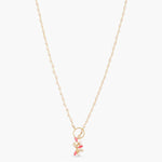 Eriha Pearl CZ Pink Leaf Necklace