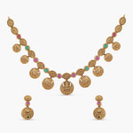 Padmaja Red Green Kempu Antique Necklace Set