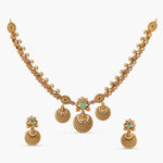 Haripriya Antique Red Green Kempu Necklace Set