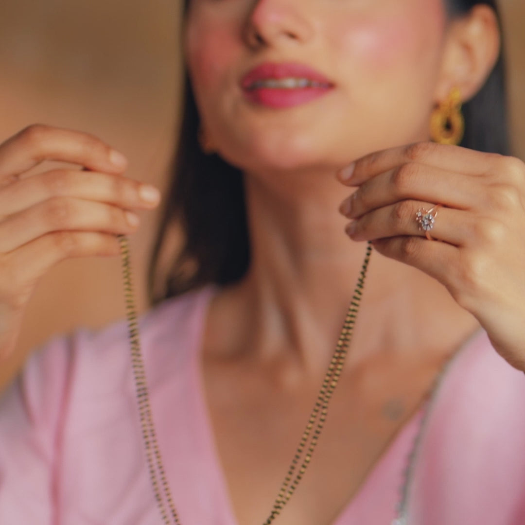 Nadia CZ White Black Beads Necklace