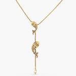 Dual Fish Oxidized Chain Necklace