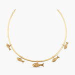 Hooked Fish Oxidized Hasli Necklace