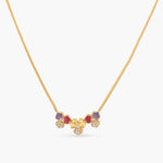 Pansy Floral CZ Triple Motif Necklace