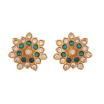 Antique Gold Plated Floral Small Stud Earrings