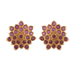 Antique Gold Plated Floral Small Stud Earrings