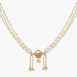 Jalaja Center Lotus Multi Layered Pearl Necklace