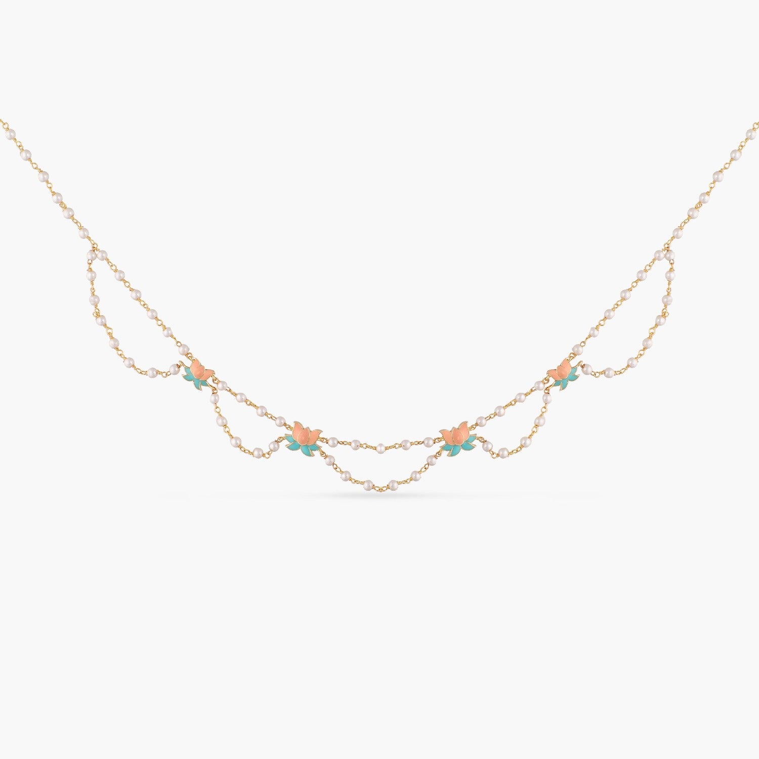 Jalaja Lotus Motifs Pearl Necklace