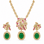 Avira Victorian Bird Motif Long Necklace Set