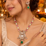 Vanya Victorian Pink and Green Necklace Set