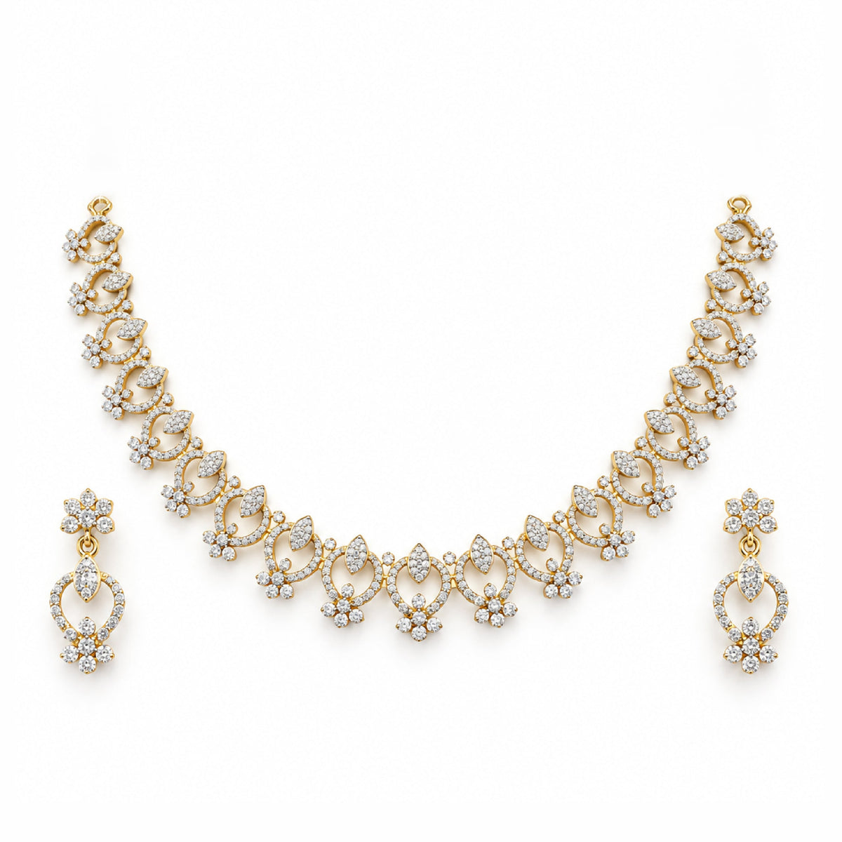 Inaya CZ Floral Necklace Set