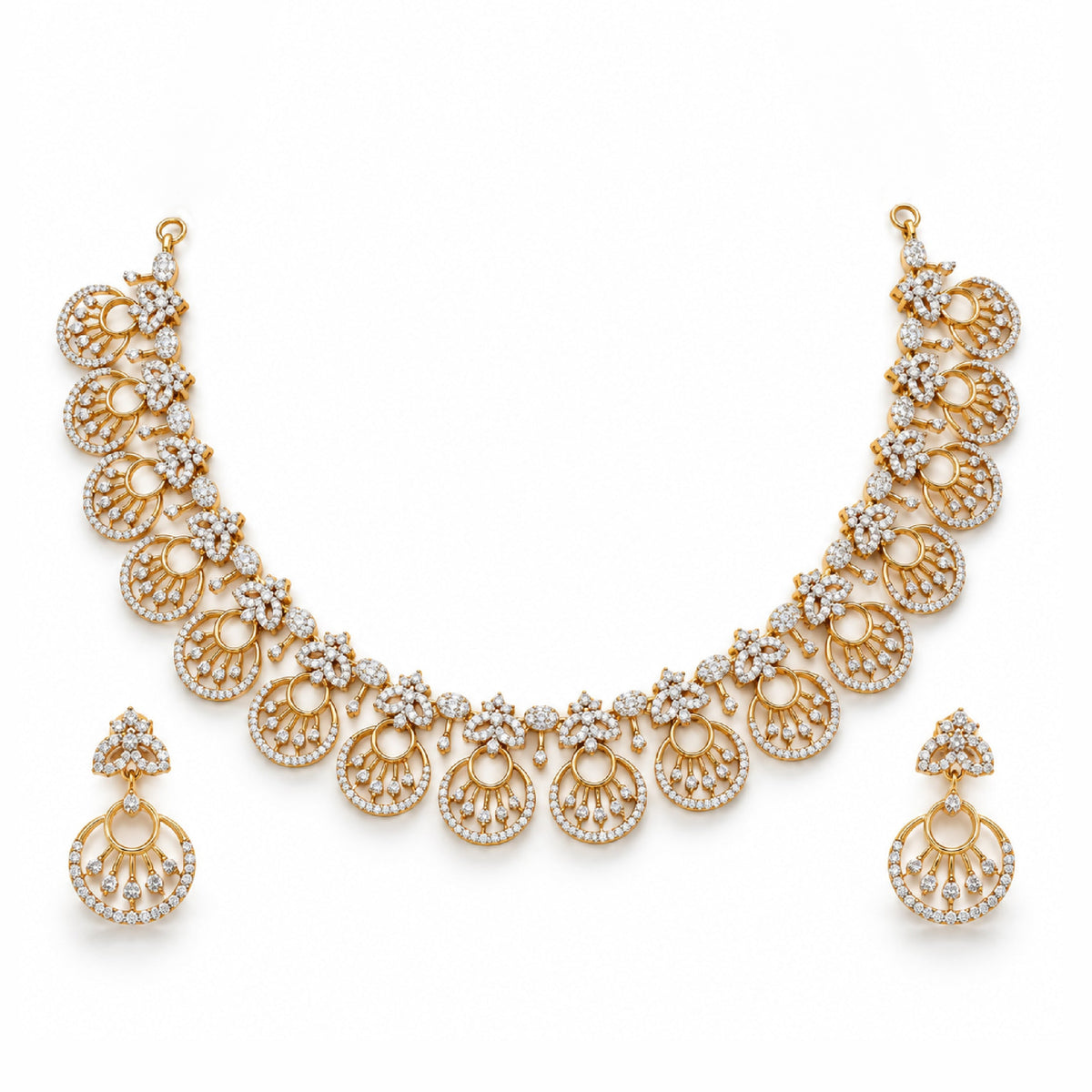 Oviya CZ Floral Necklace Set