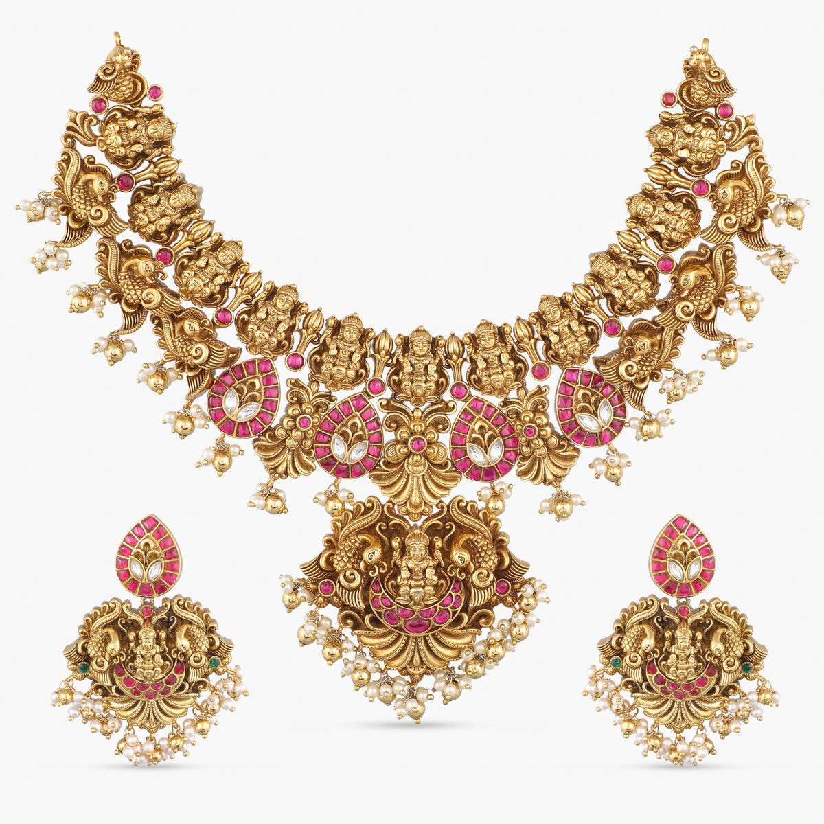 Chitra Temple Antique Necklace Set