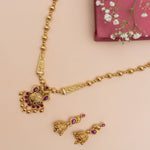 Festive Antique Kempu Necklace Set 