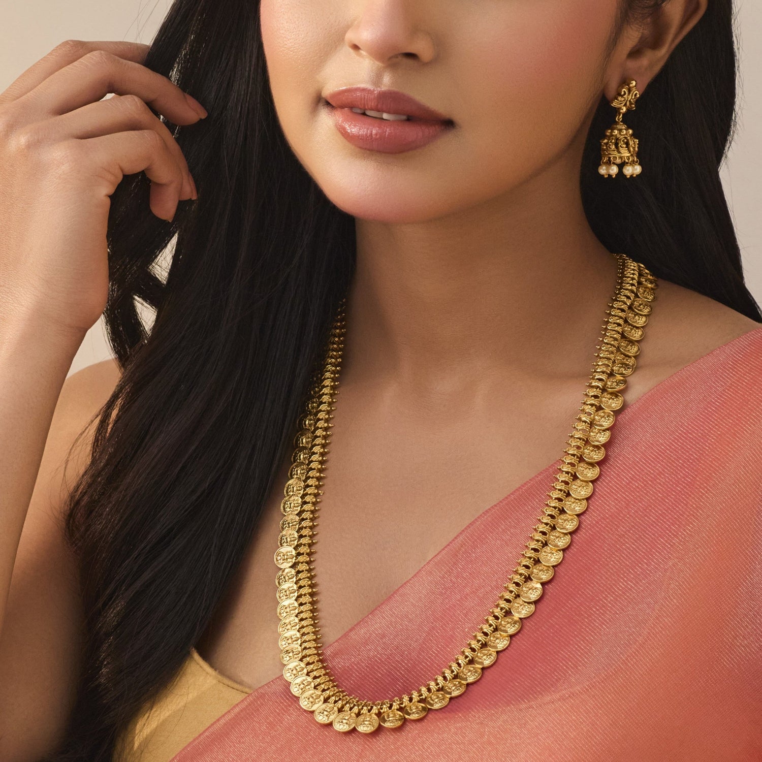 Dhivara Antique Coin Long Necklace Set