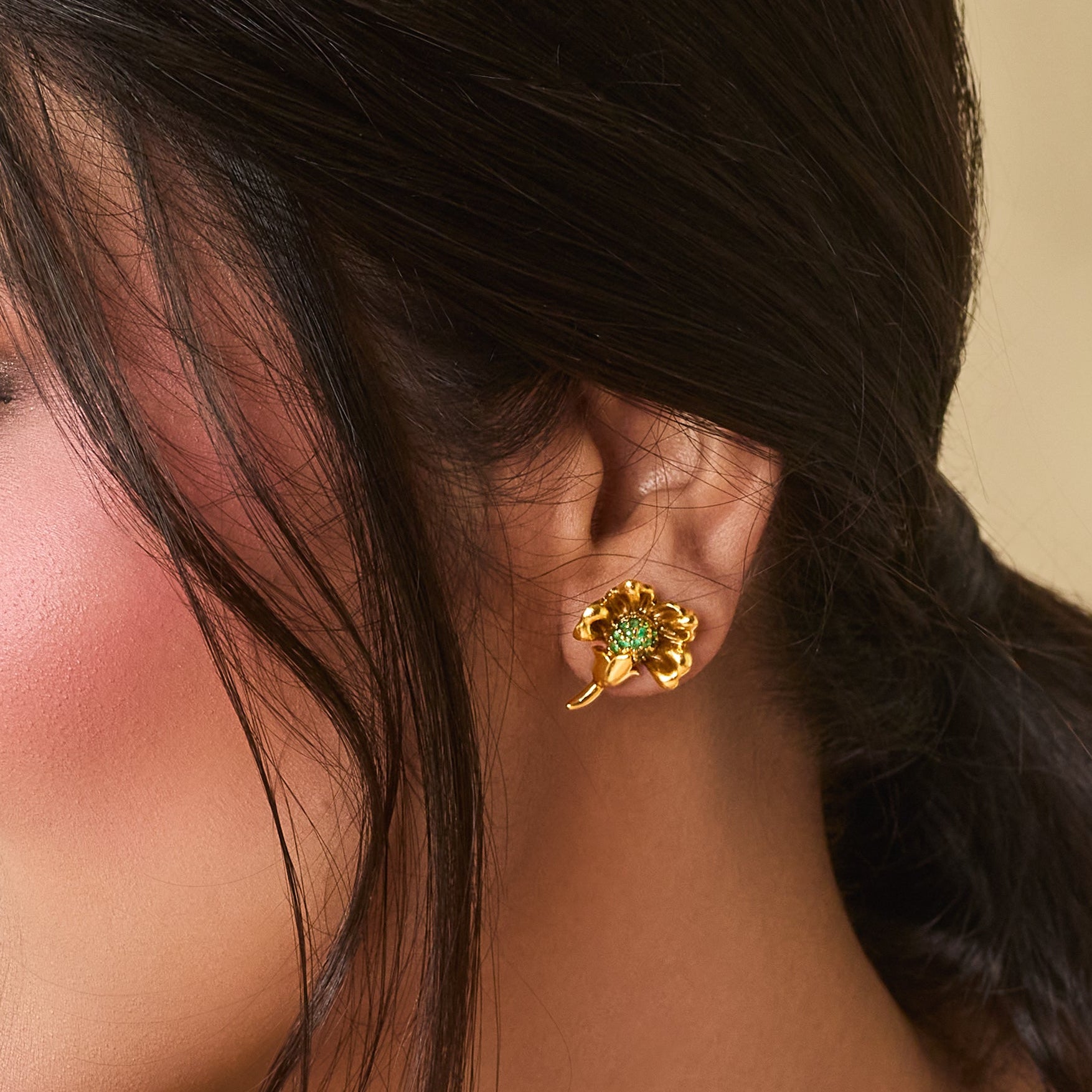 Roshika Floral Antique Stud Earrings