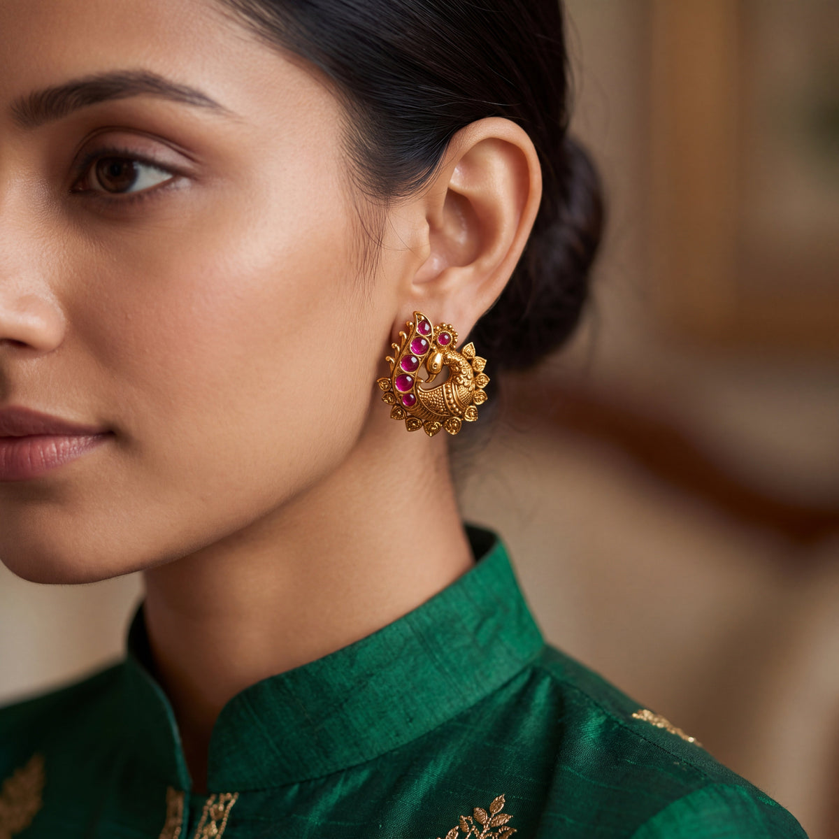 Mayurika Antique Stud Earrings