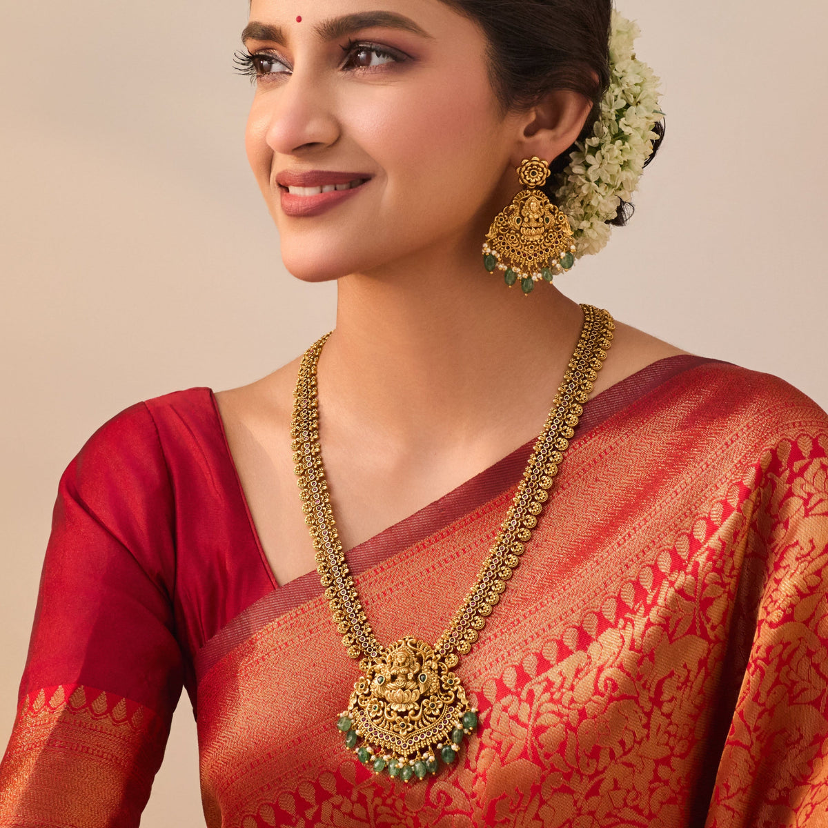 Mahika Antique Lakshmi Long Necklace Set