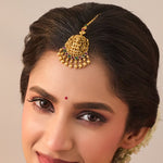 Bhargavi Red Green Antique Maang Tikka