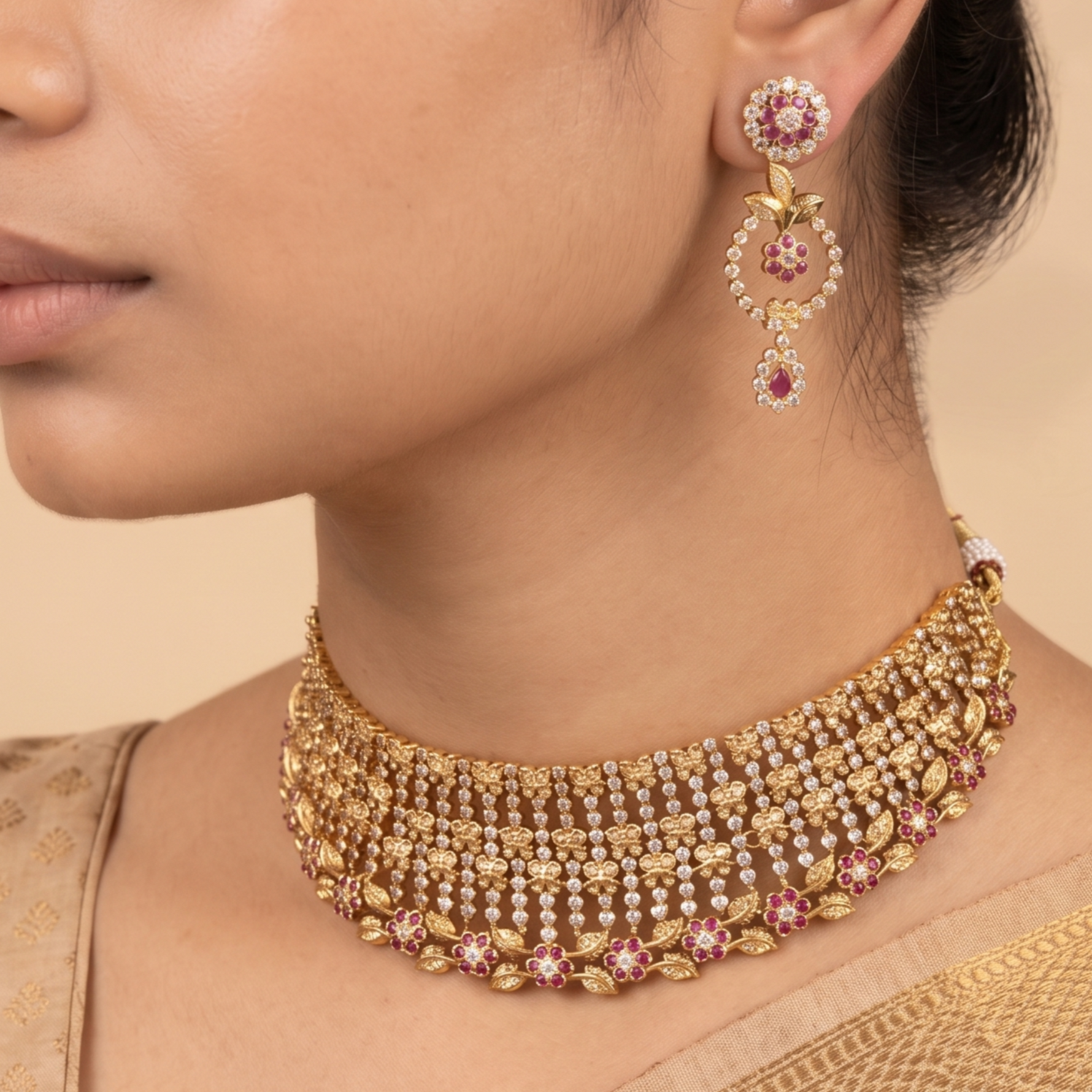 Aaroh Floral Antique Choker Set