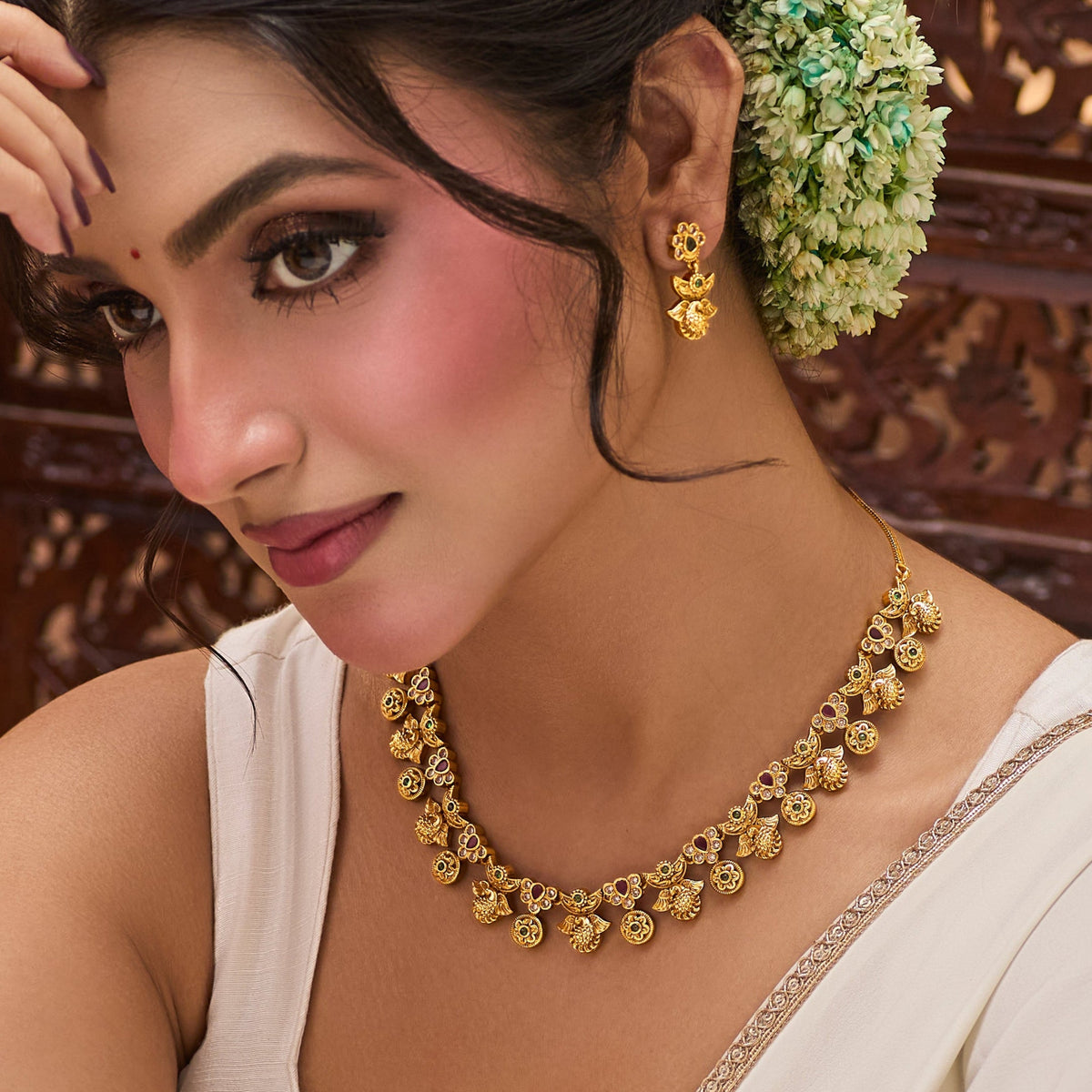 Trinayani Antique Necklace Set