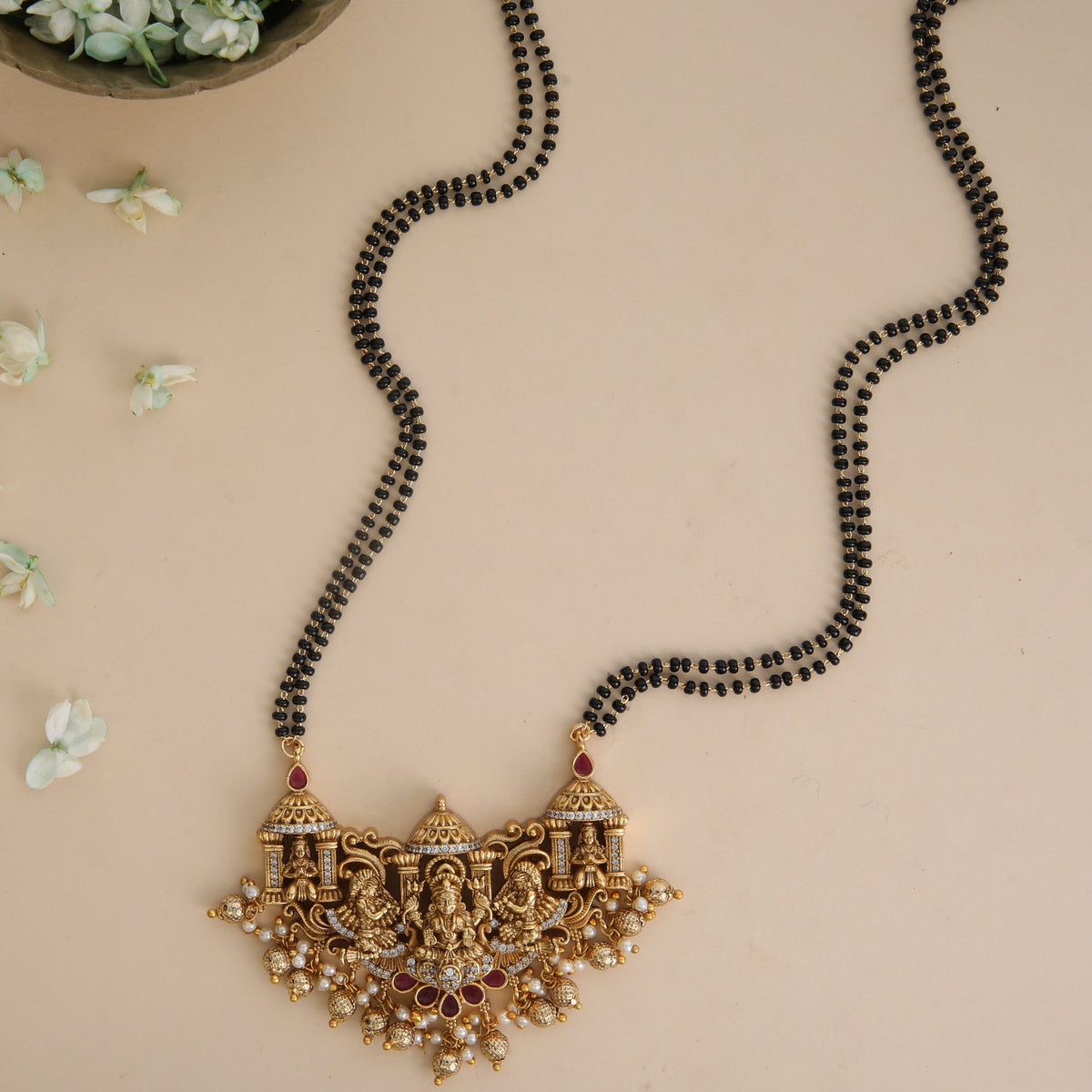 Ishani Antique Black Beads Necklace