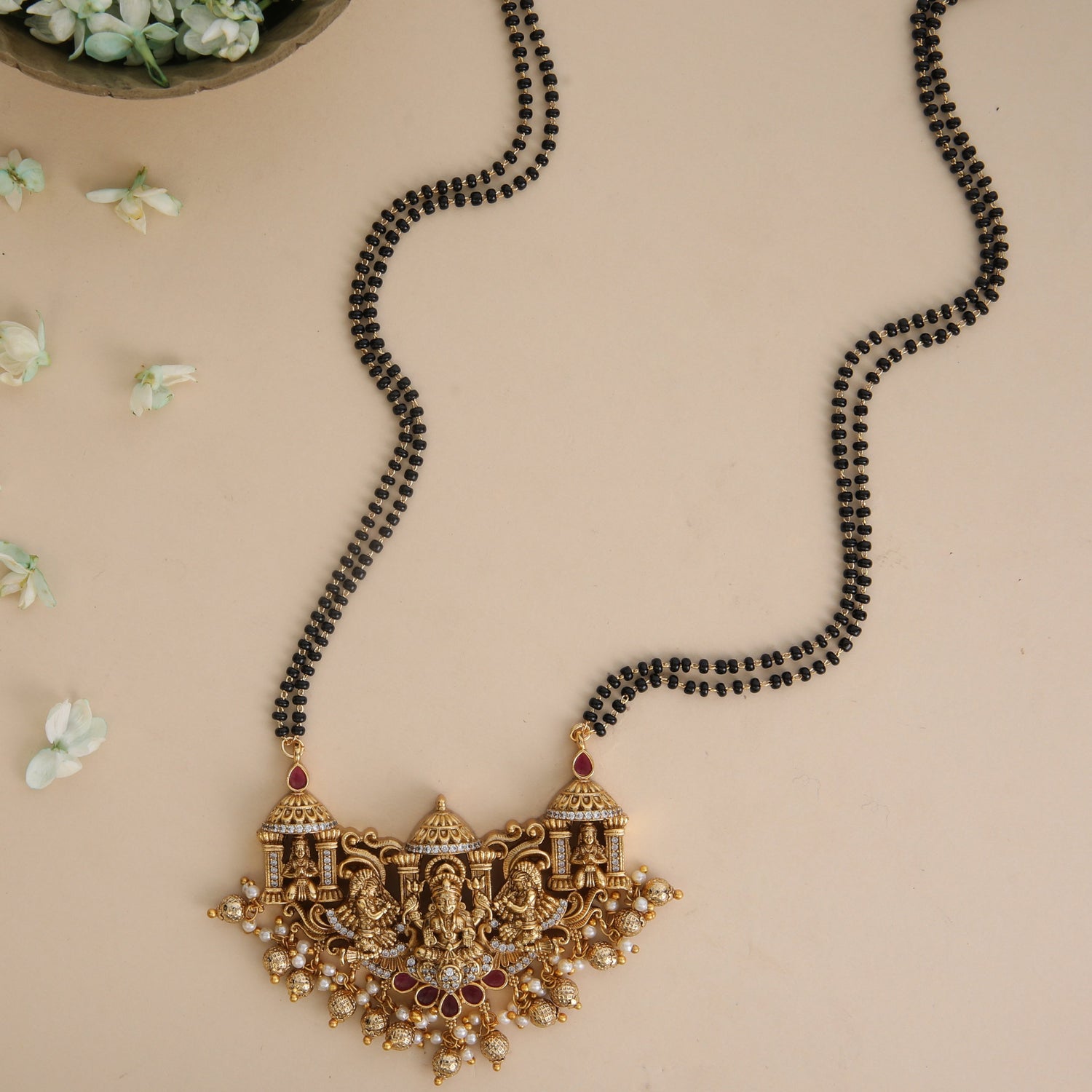 Ishani Antique Black Beads Necklace